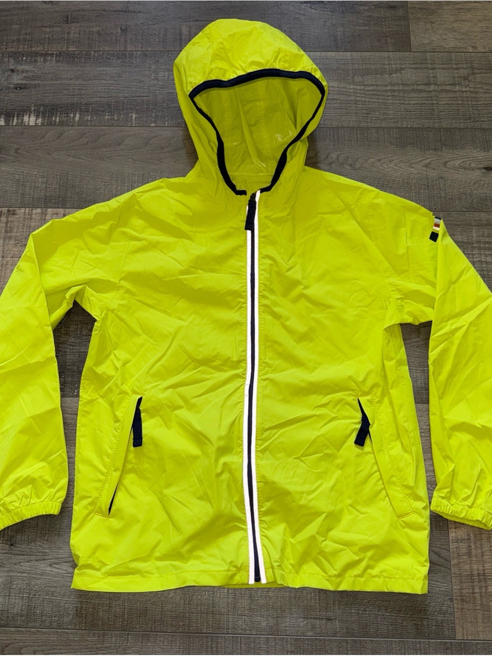 Boden Neon Yellow Hooded Rain Jacket 7-8 years
